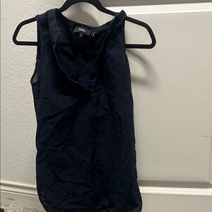 Theory Navy Silk-Blend Sleeveless V-Neck Tank